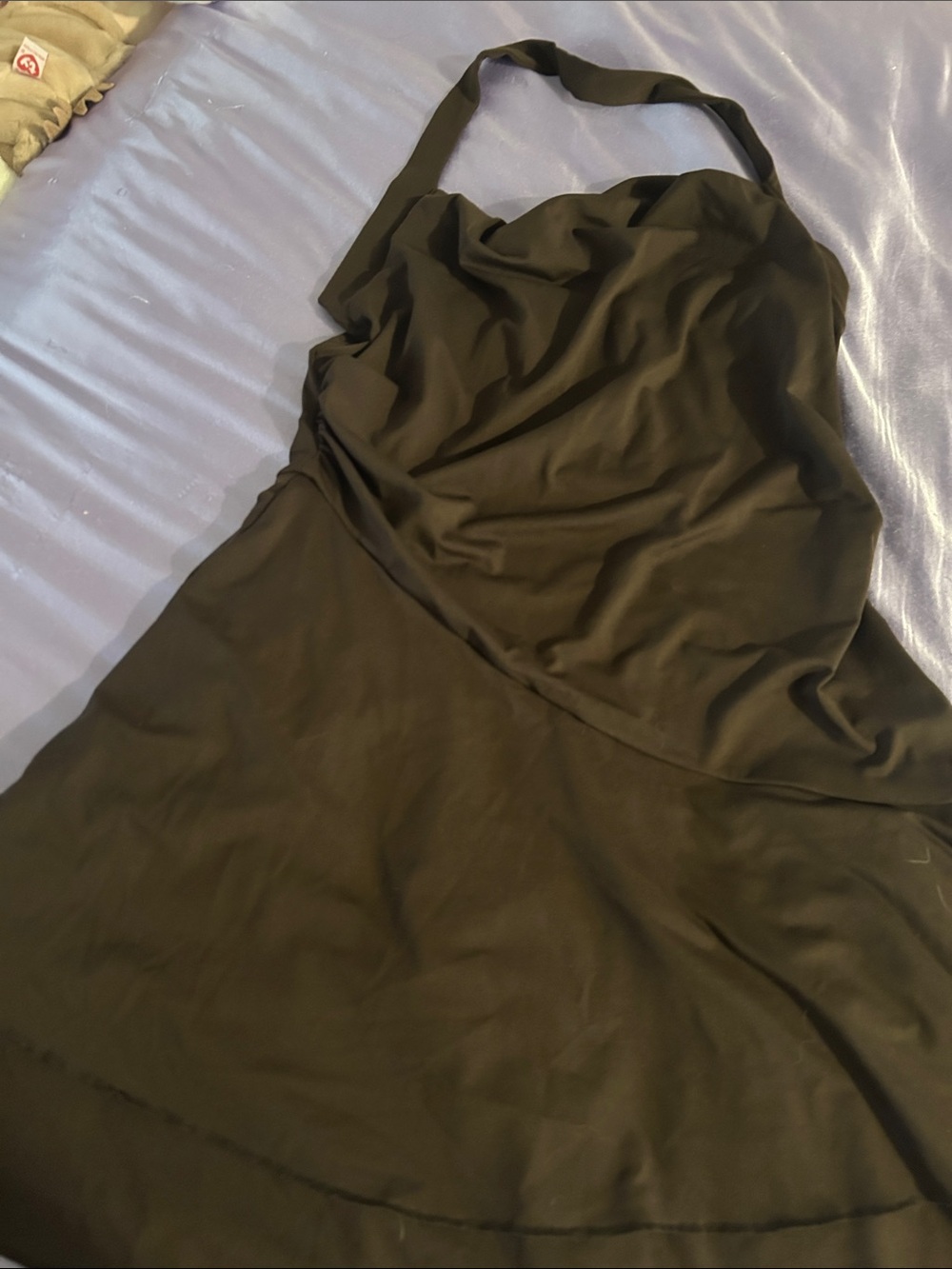 SHEIN Olive Green Halter A-Line Dress